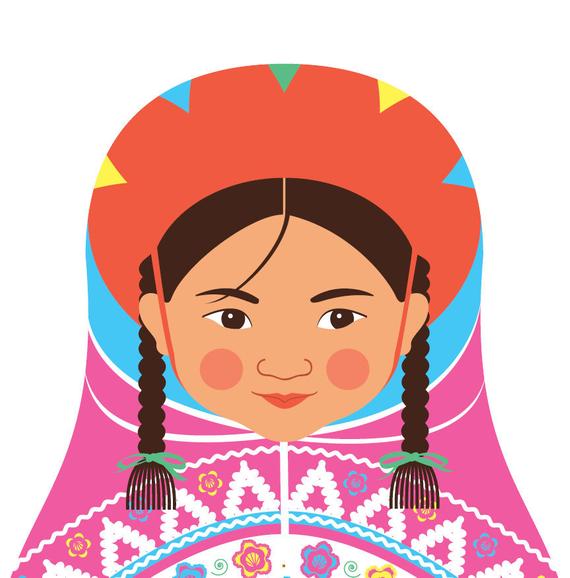 570x578 peruvian wall art print features cultural traditional dress etsy - Matryoshka Drawing