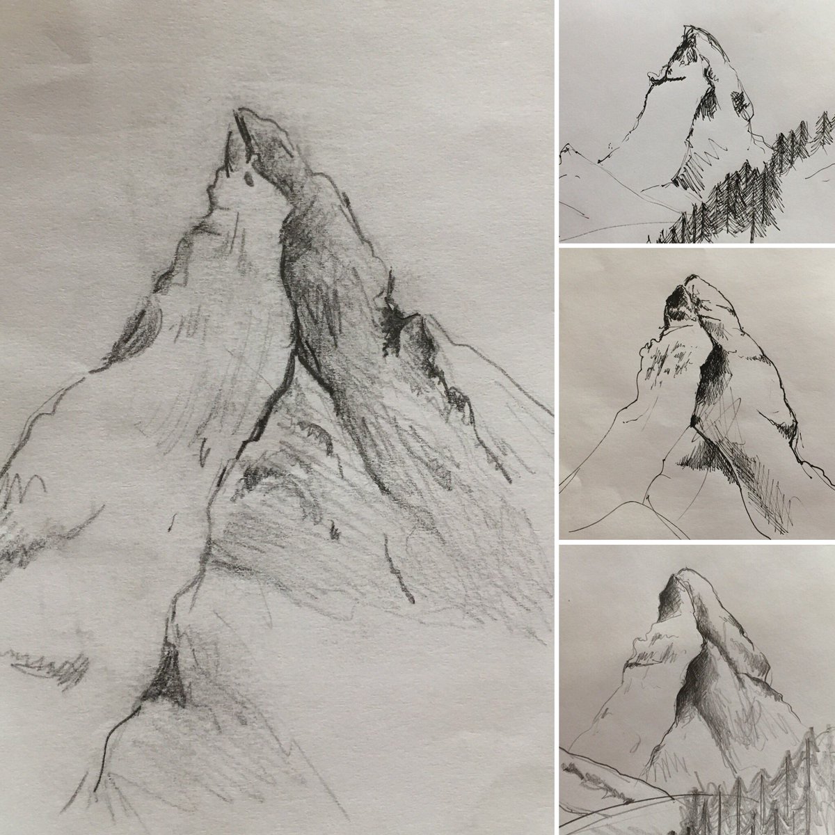 1200x1200 Jenny Haslimeier On Twitter A Few Quick Sketches - Matterhorn Drawing