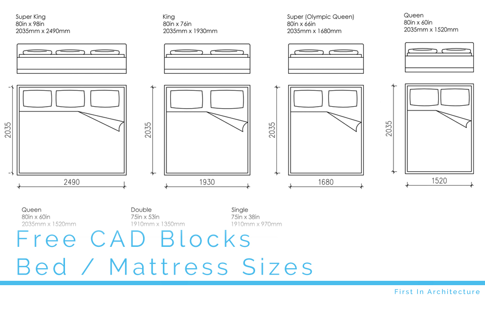 1000x666 Free Cad Blocks - Mattress Drawing