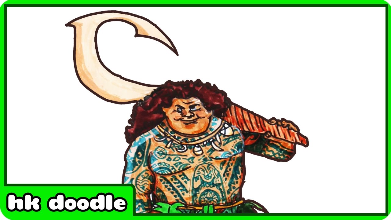 1280x720 how to draw maui from moana movie easy maui drawing for kids - Maui Drawing