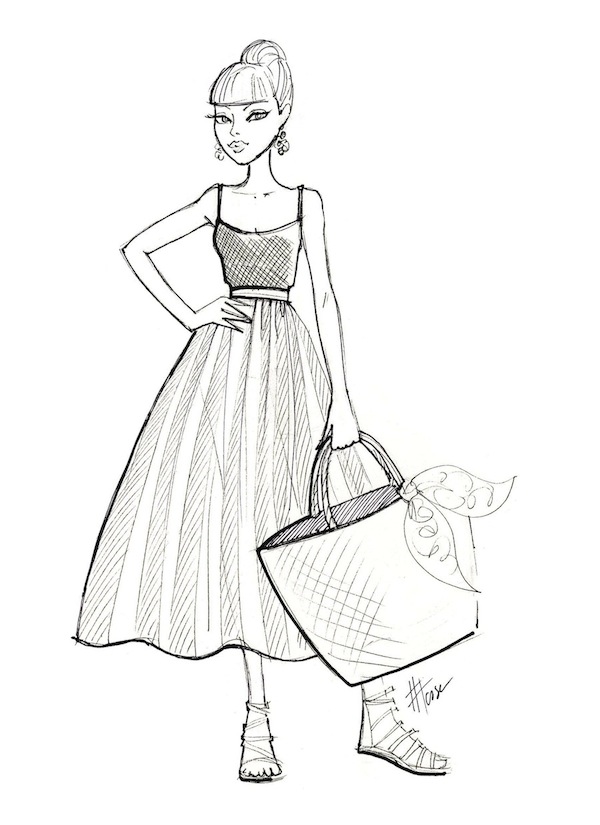 600x825 Sketches Of Some Cute Outfits For Summer - Maxi Dress Drawing