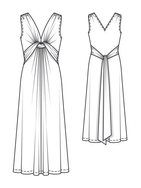 475x633 Twisted Maxi Dress - Maxi Dress Drawing