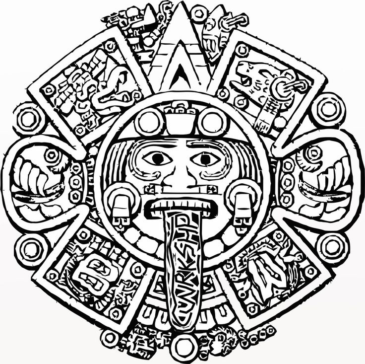 736x733 The Aztec Calendar Clipart - Mayan Calendar Drawing