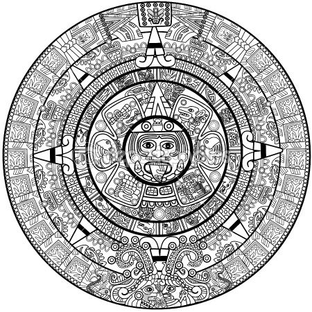 450x450 Vector Maya Calendar - Mayan Calendar Drawing