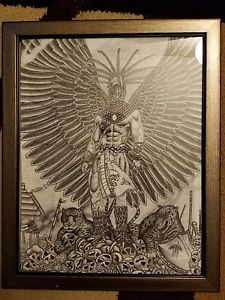 225x300 Prison Art, Mayanaztec Warrior Drawing Ebay - Mayan Drawings
