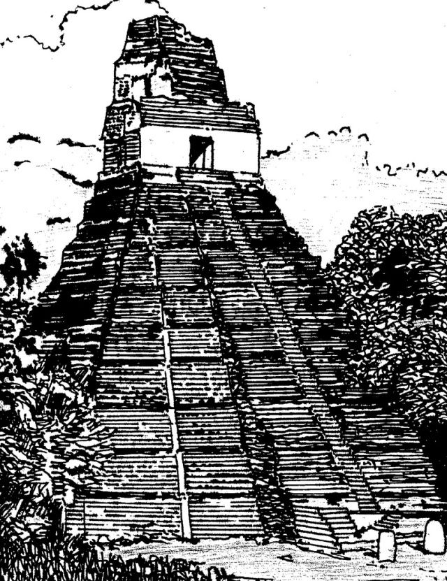 Mayan Pyramid Drawing at PaintingValley.com | Explore collection of ...