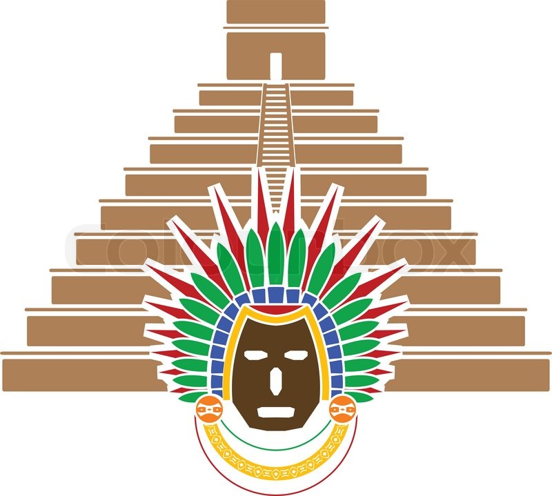 800x719 mayan pyramid and mask stock vector colourbox - Mayan Pyramid Drawing