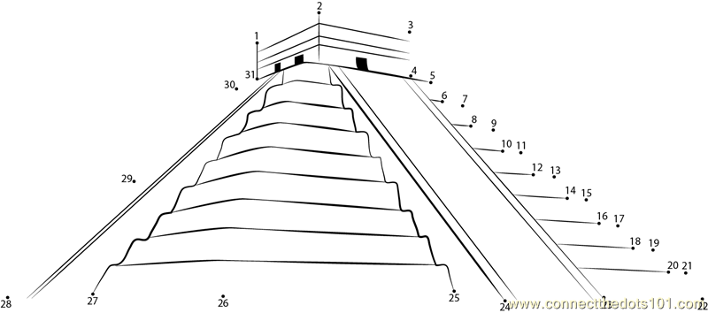800x354 mexico mayan pyramid dot to dot printable worksheet - Mayan Pyramid Drawing