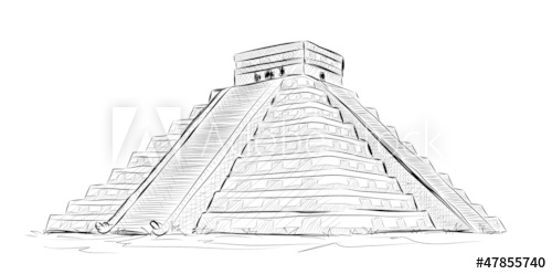 500x248 vector world famous landmark collection antique mayan pyramid - Mayan Pyramid Drawing