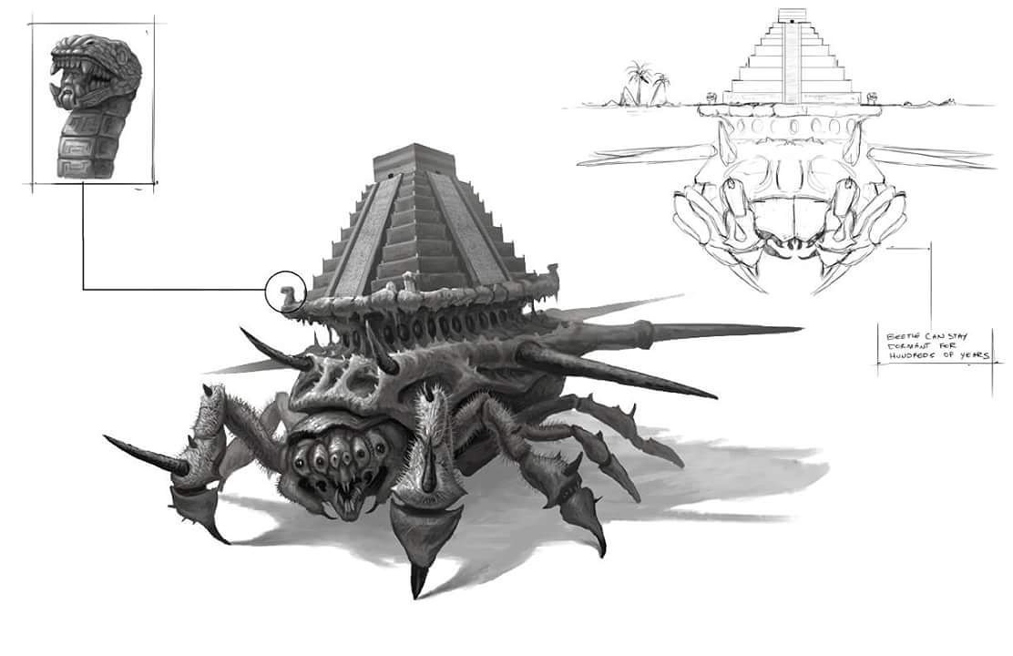 1112x720 Bobby Rebholz On Twitter Dormant Beetle Guardian For An Ancient - Mayan Temple Drawing