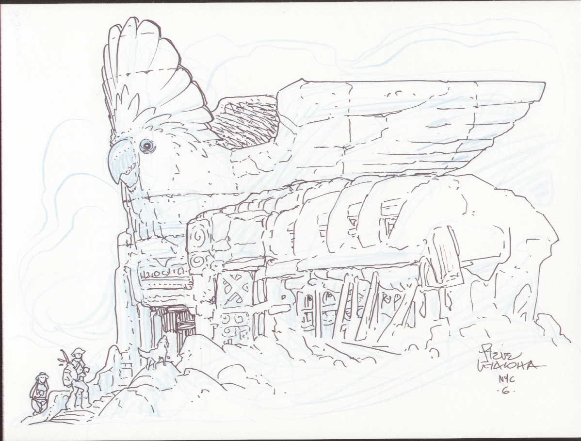 1198x909 Steve Leialoha Coda Mayan Temple Piece, In Coda's Gallery's Steve - Mayan Temple Drawing