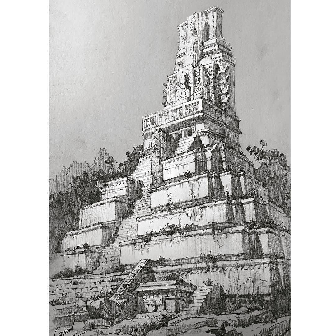 Ацтеки храм гравюра