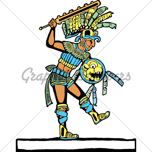 500x500 Mayan Warrior - Mayan Warrior Drawing