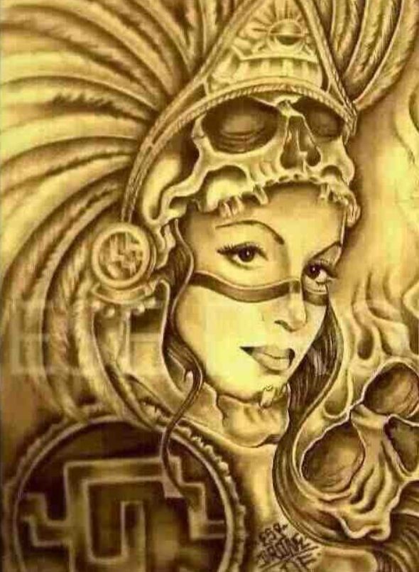 590x805 Mayan Warrior The People Of Central America Aztec Art, Chicano - Mayan Warrior Drawing