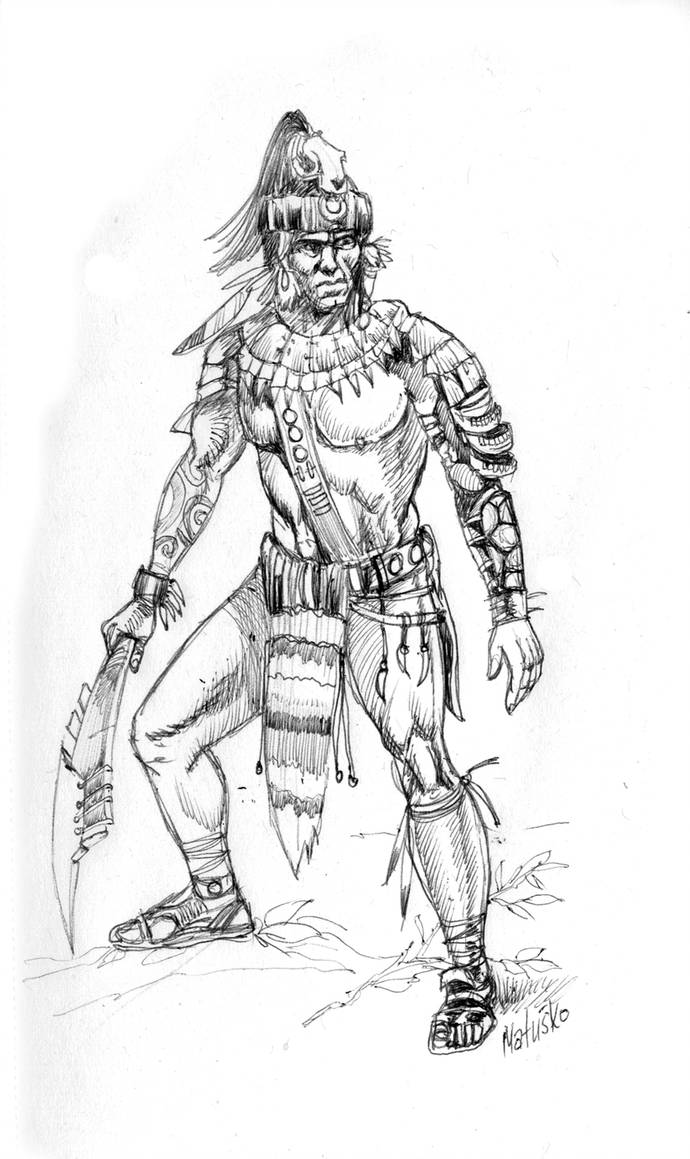 690x1159 Mayan Warrior Chieftain - Mayan Warrior Drawing