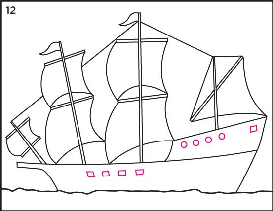 553x428 Draw A Mayflower Ship How To Draw Art Lessons Elementary - Mayflower Drawing