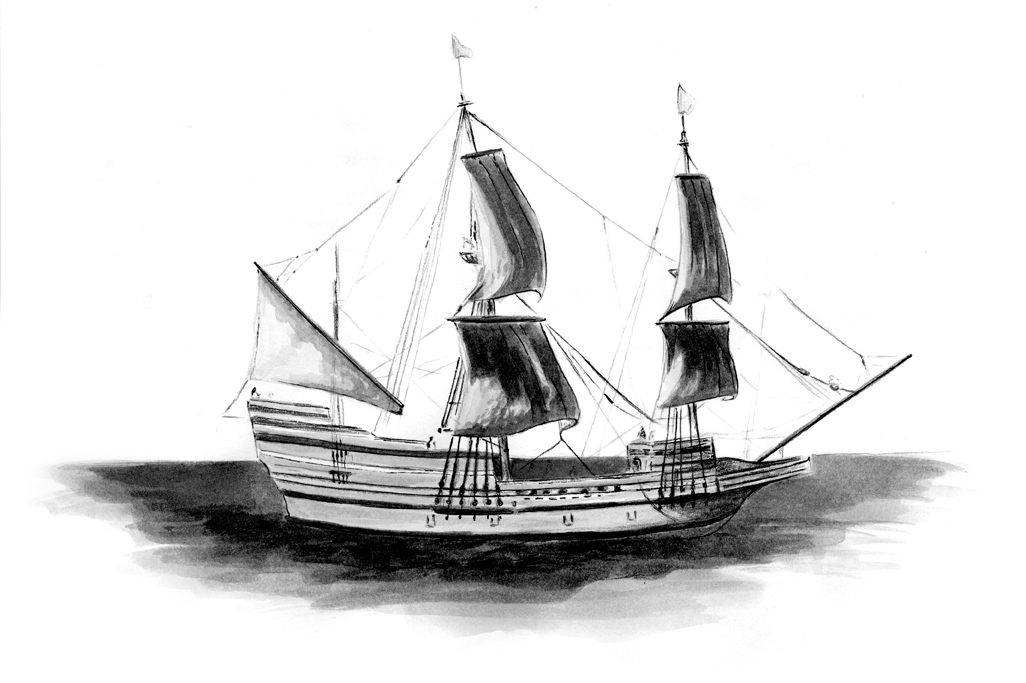 1026x683 Mayflower Drawing May Flower For Free Download - Mayflower Drawing