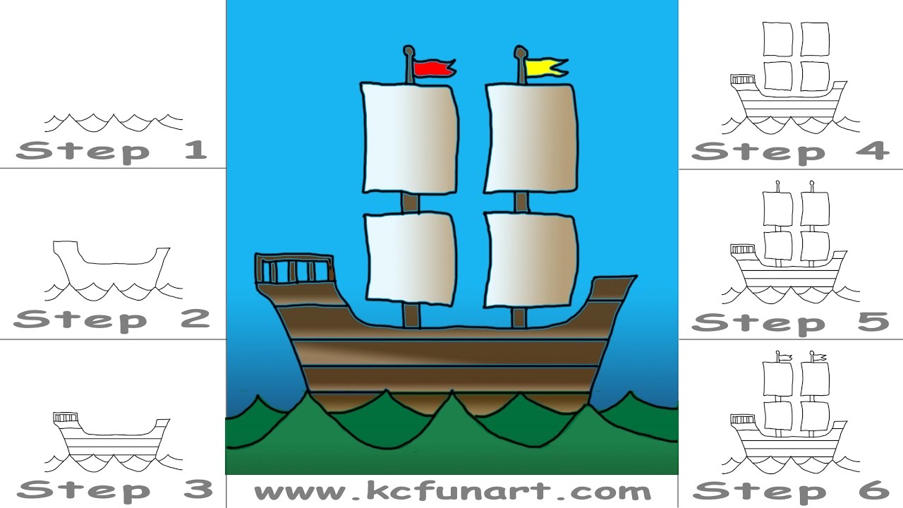 1280x720 How To Draw A Cartoon Mayflower Ship - Mayflower Drawing