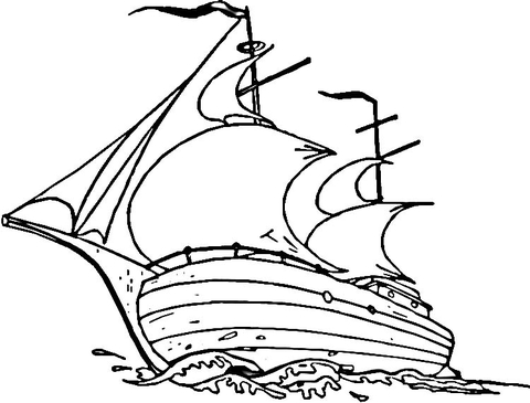 480x365 mayflower ship coloring - Mayflower Ship Drawing