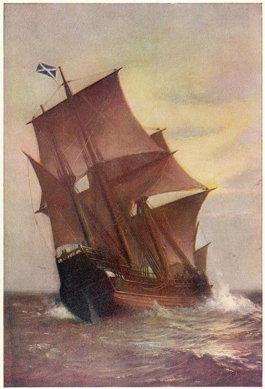 545x799 the 'mayflower' carried the 'pilgrim art print - Mayflower Ship Drawing