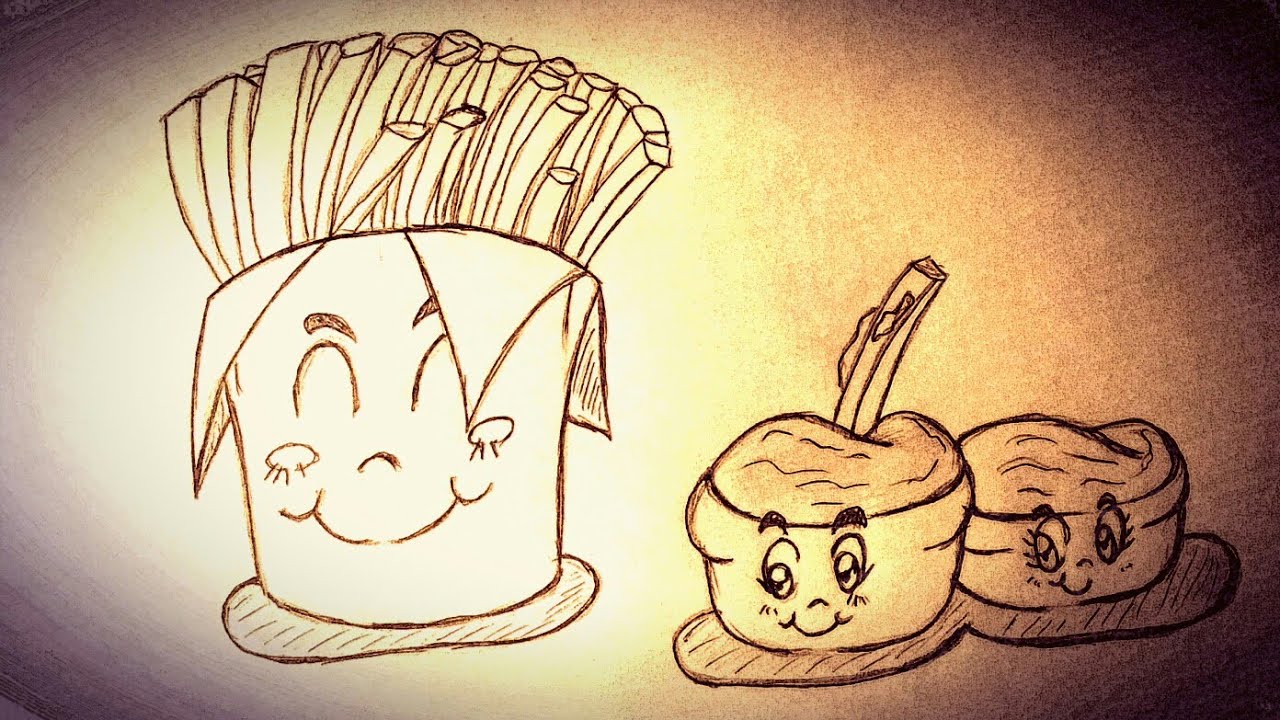 1280x720 drawing a cutie french fries with mayonnaise serving for kids easy - Mayonnaise Drawing