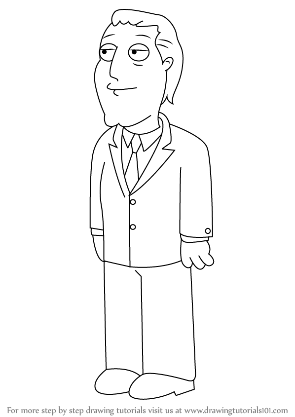 598x845 Learn How To Draw Mayor Adam West From Family Guy - Mayor Drawing