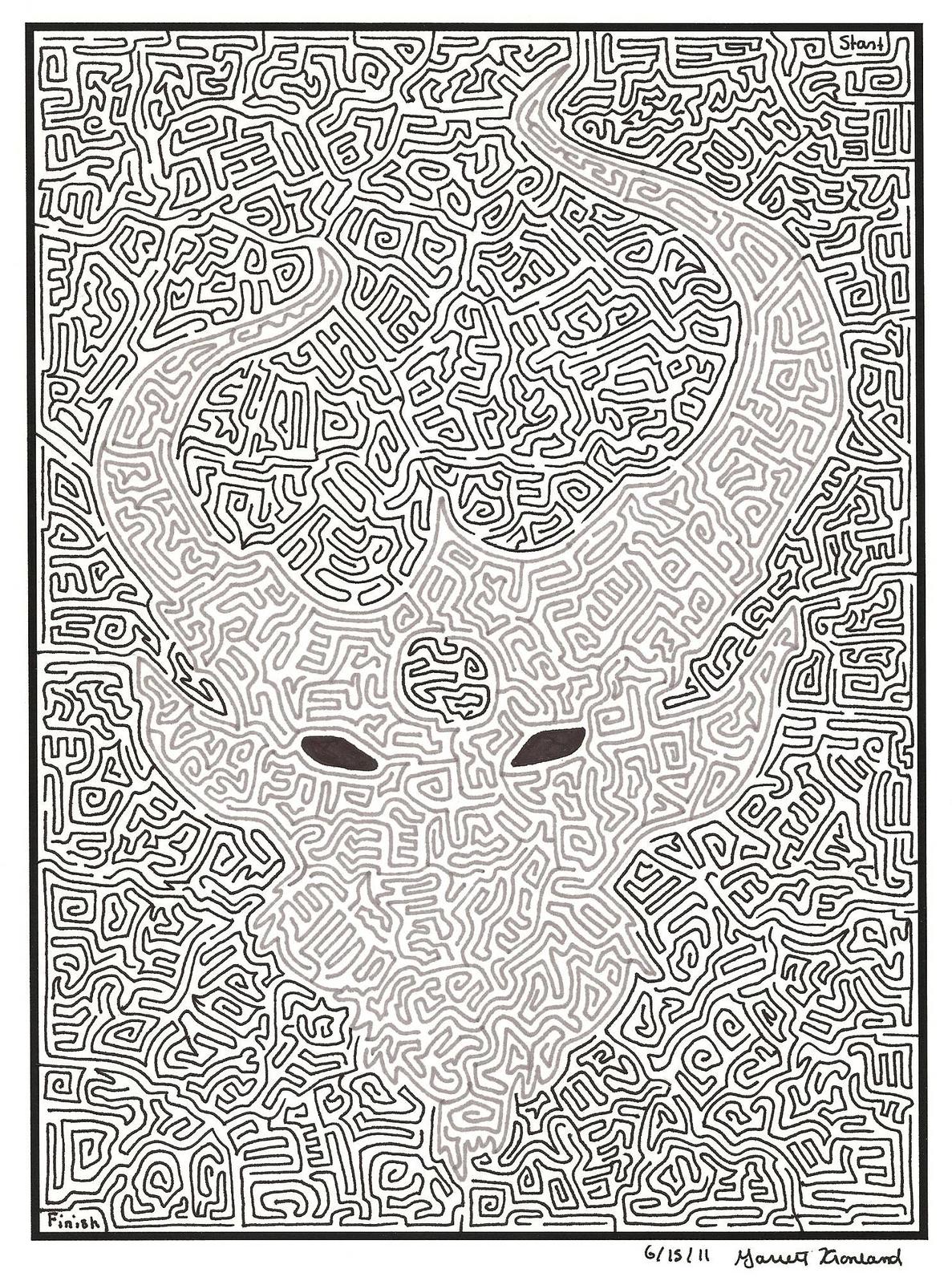 1187x1602 maze drawing of the demon hunter logo - Maze Drawing