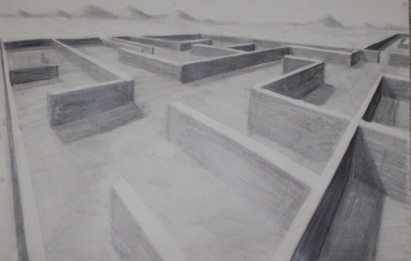 600x381 B Architectural Designs - Maze Drawing Based On Two Point Perspective