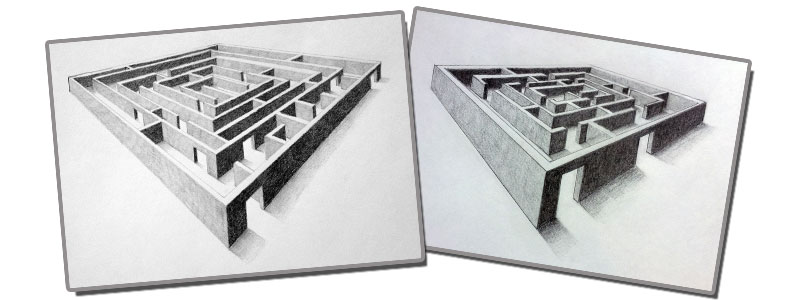 800x300 two point perspective maze - Maze Drawing Based On Two Point Perspective