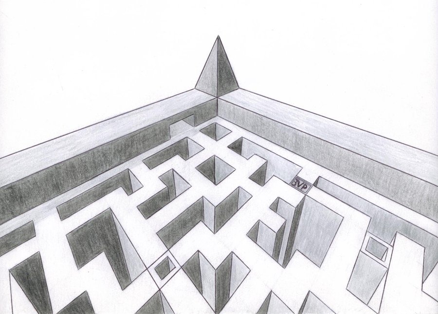 900x645 two point perspective maze drawing - Maze Drawing Based On Two Point Perspective