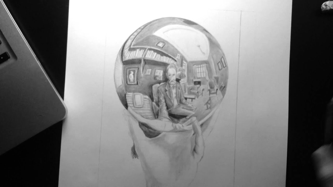 1280x720 Hand With Reflecting Sphere - Mc Drawing