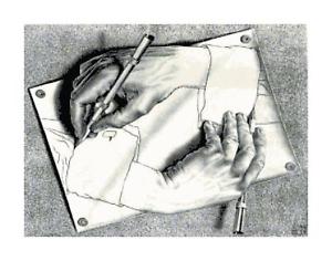 300x236 M C Escher Hand Drawing Hand Digital Counted Cross Stitch Pattern - Mc Drawing