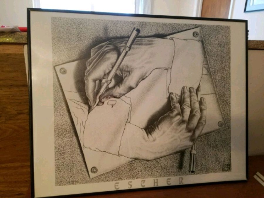 900x675 Mc Escher Art Print Drawing Hands Sketch Fram Usado En - Mc Drawing