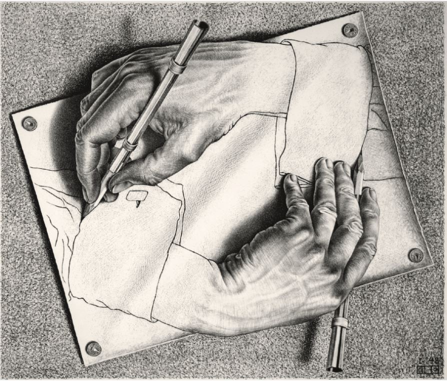 894x763 M C Escher Is The King Of Trippy Optical Illusions, But He - Mc Escher Hands Drawing Each Other
