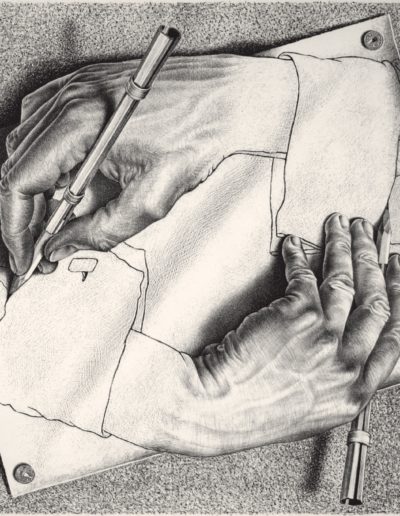 400x516 The Magical World Of M C Escher Philadelphia Fine Art Fair - Mc Escher Hands Drawing Each Other