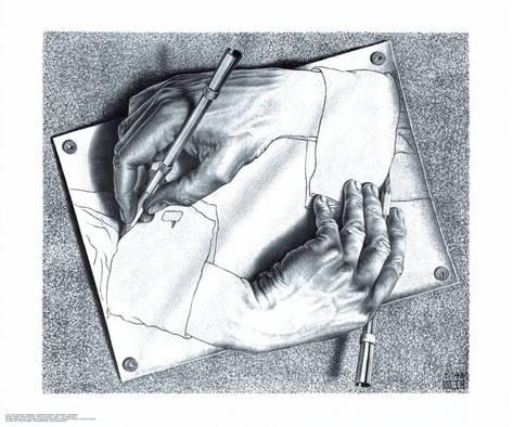473x394 Drawing Hands Poster - Mc Escher Hands Drawing Each Other