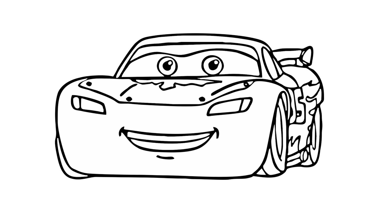 1280x720 How To Draw Lightning Mcqueen From Cars - Mcqueen Car Drawing