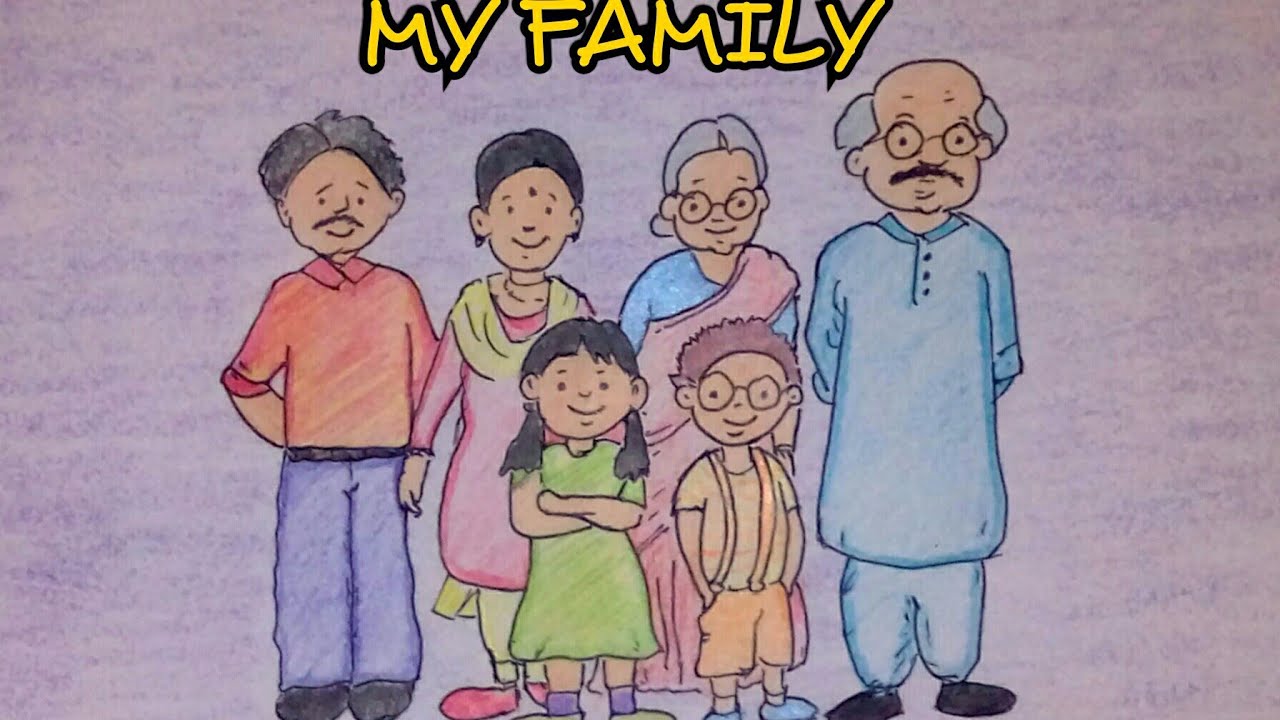1280x720 Drawing Tutorial Drawing On My Family Step - Me And My Family Drawing