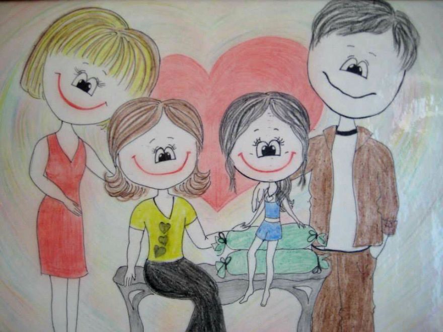 880x660 I Have Drawn My Family Portrait Since I Was Three And Here What It - Me And My Family Drawing