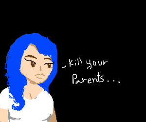 300x250 blue haired girl told me to murder my family drawing - Me And My Family Drawing