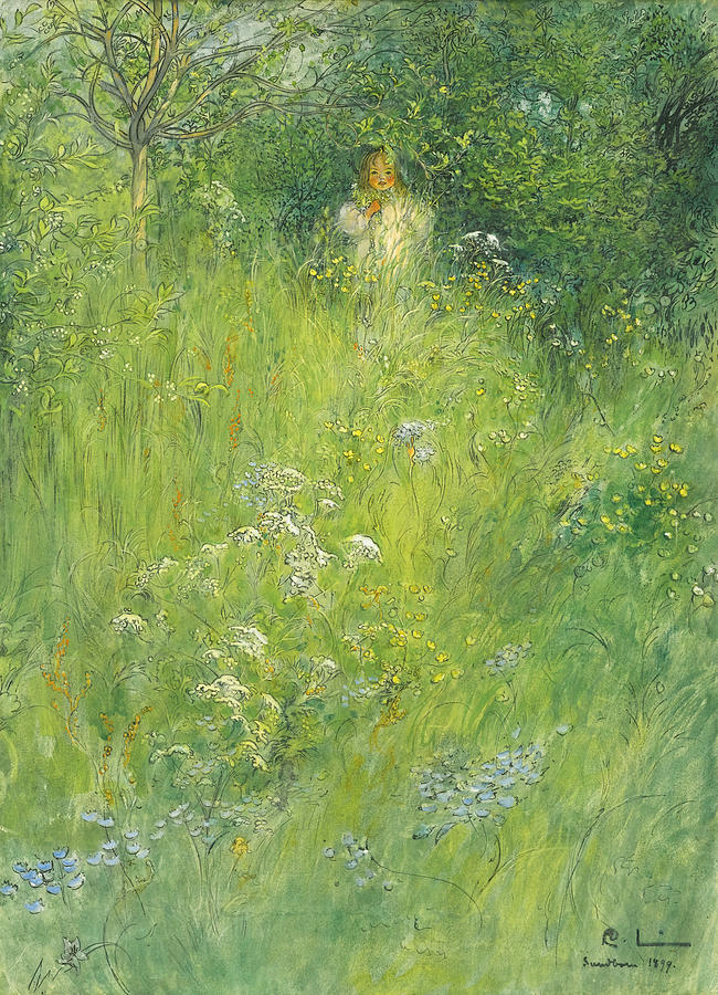 Girl In Meadow Painting at PaintingValley.com | Explore collection of ...