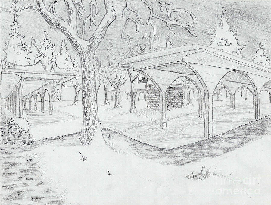 900x680 Meadow Lakes In The Snow Drawing - Meadow Drawing