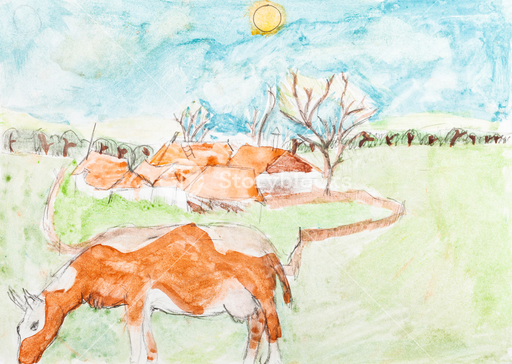 1000x711 Children Drawing - Meadow Drawing