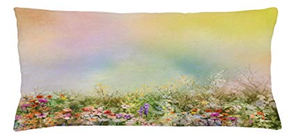 425x196 ambesonne flower throw pillow cushion cover, cosmos - Meadow Drawing