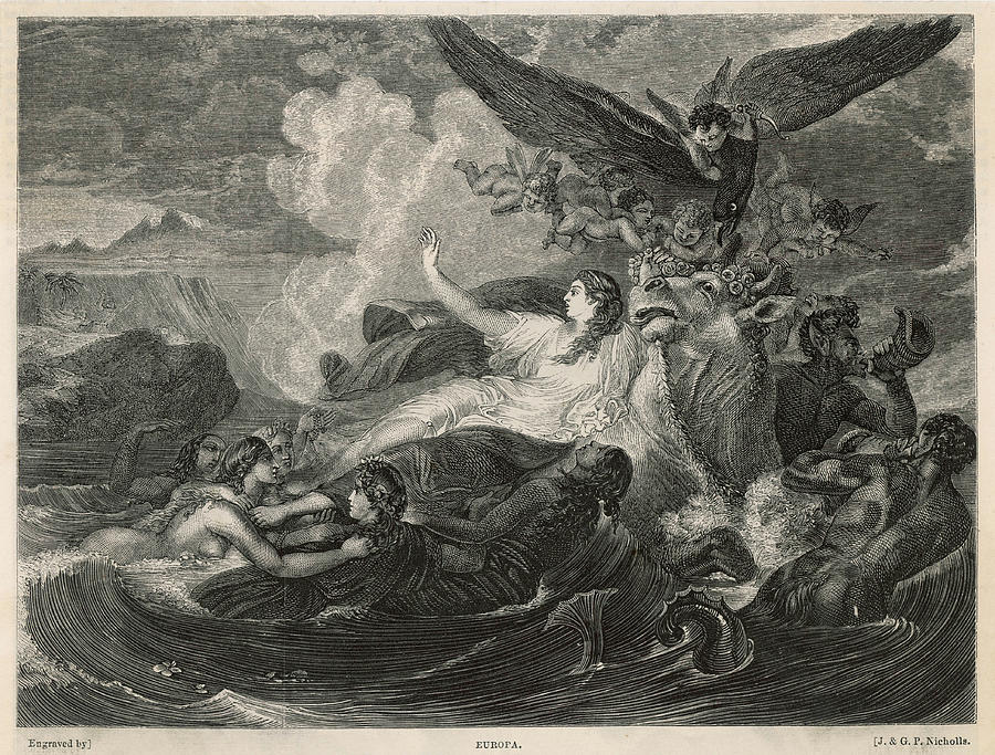 900x683 Europa, Picking Flowers In A Meadow Drawing - Meadow Drawing