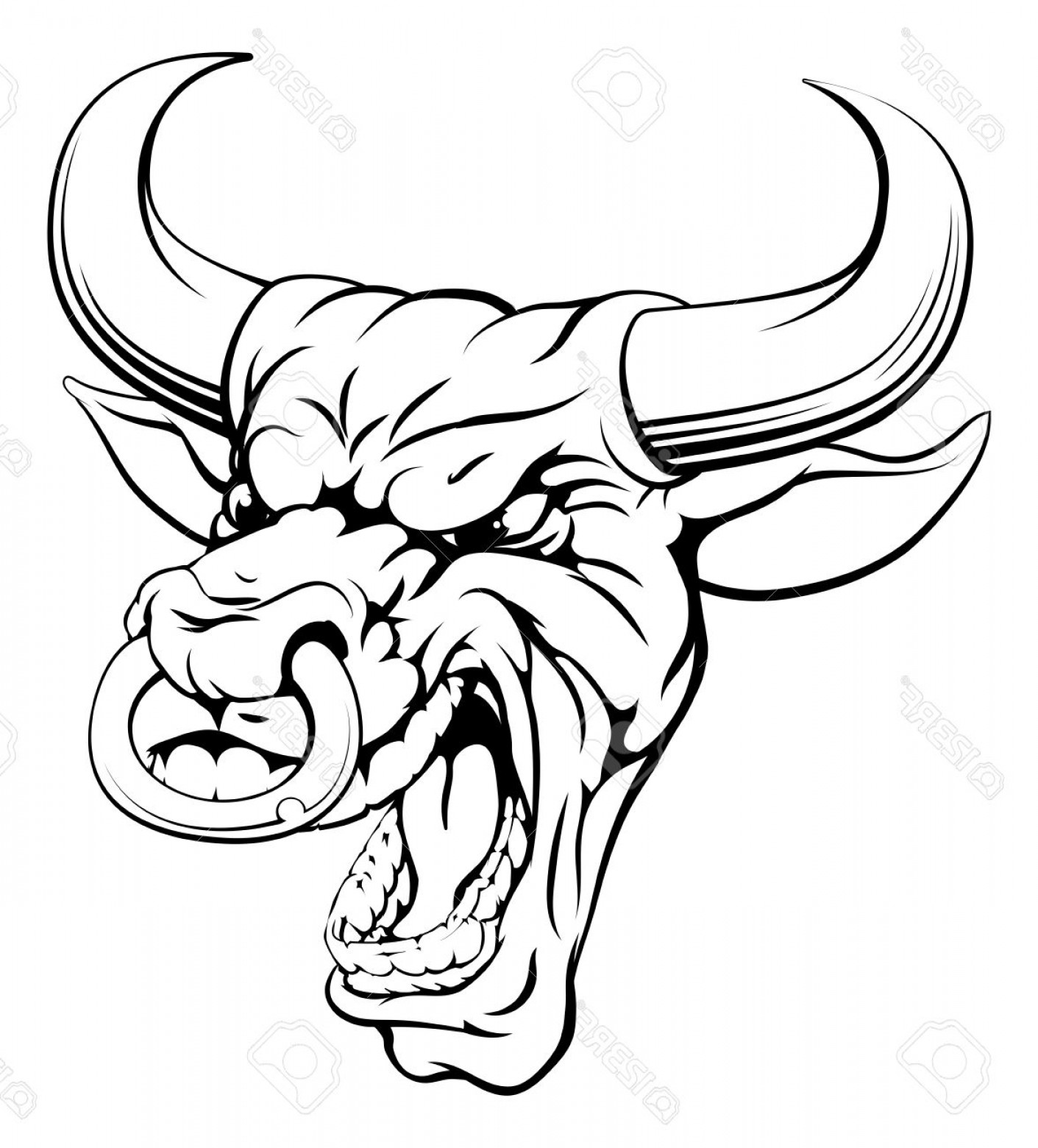 1411x1560 Buuls Face Vector Soidergi - Mean Bull Drawing