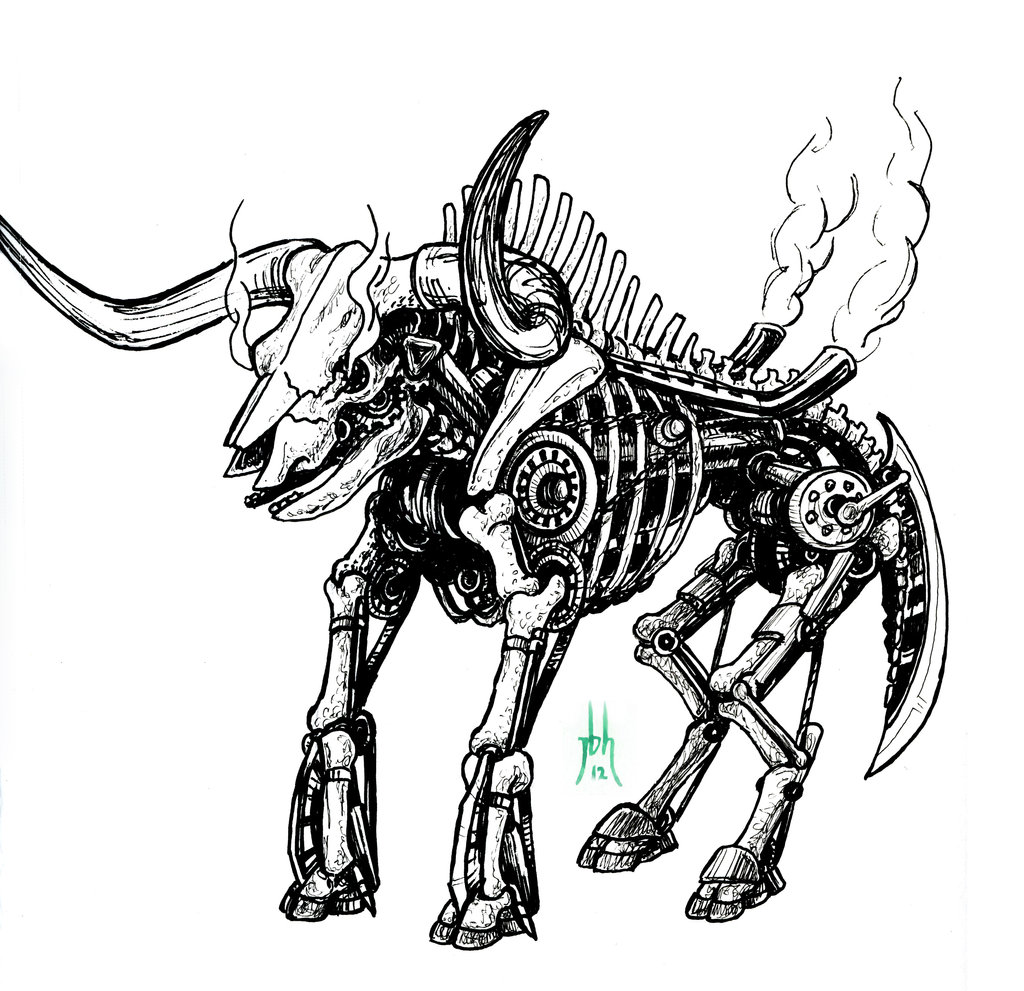 1024x991 Bull Drawing Robot For Free Download - Mean Bull Drawing