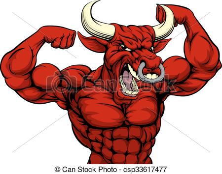 450x354 hard bull sports mascot cartoon mean strong red bull sports mascot - Mean Bull Drawing