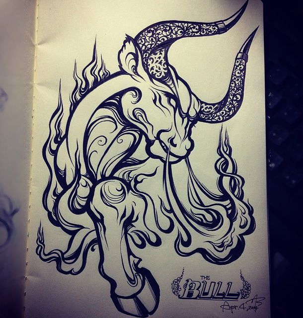 610x640 taurus bull tattoo sketch loog bull tattoos, taurus tattoos - Mean Bull Drawing