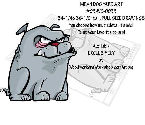 600x515 Mean Dog Yard Art Woodworking Pattern - Mean Dog Drawing